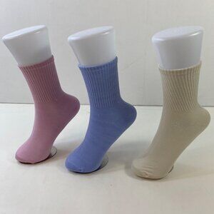 Your Missing Sock Womens Ribbed Crew Socks 3-Pack Purple Pink Beige